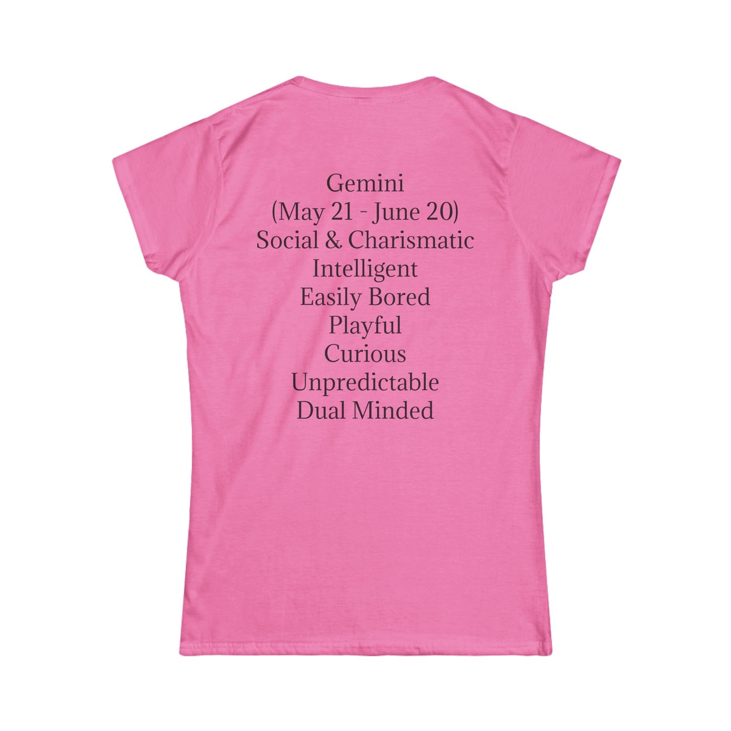 Gemini Zodiac Women's Softstyle Tee - Playful & Charismatic Astrology Shirt