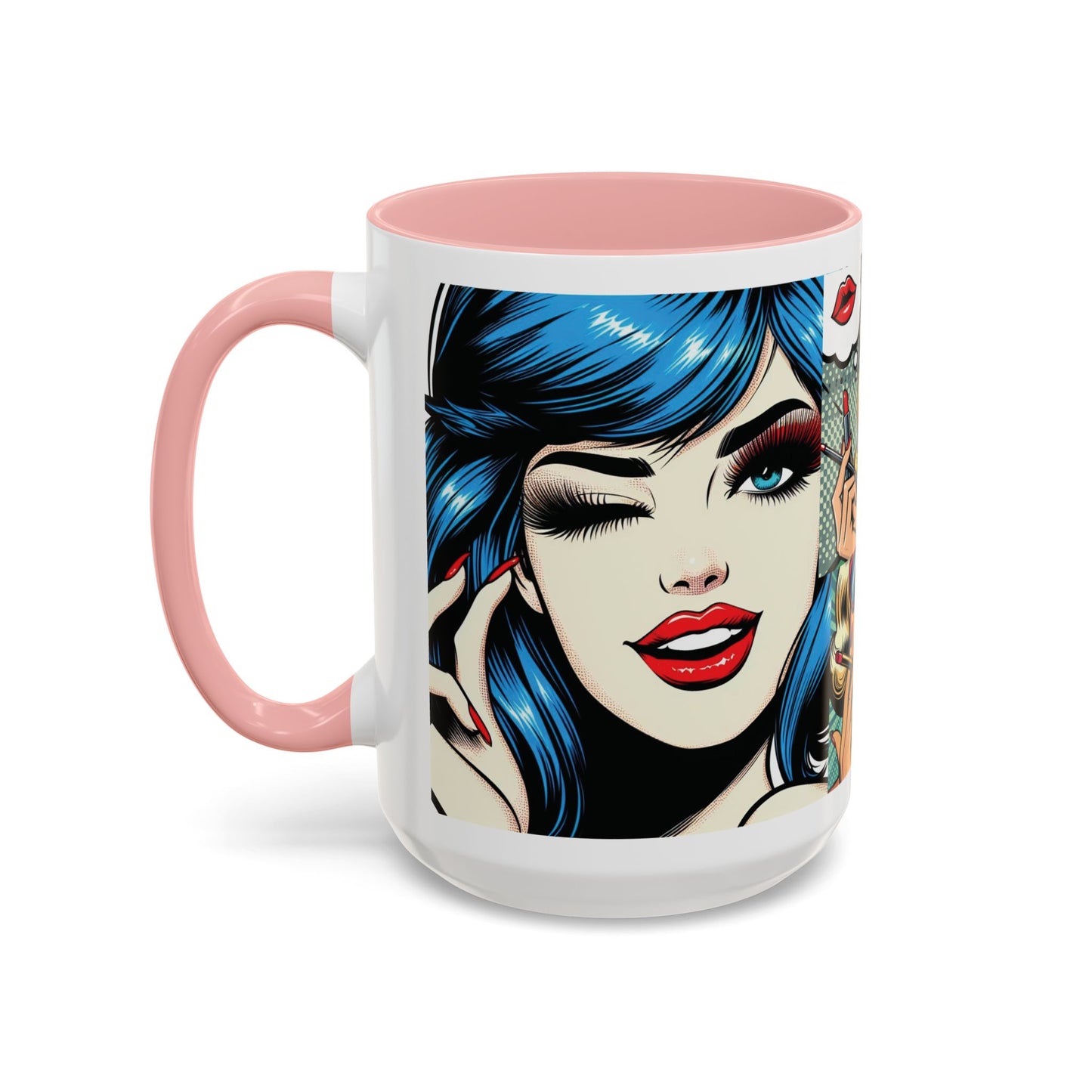 Vintage Glamour Accent Coffee Mug - Stylish 15oz Coffee Cup with Retro Pop Art Design