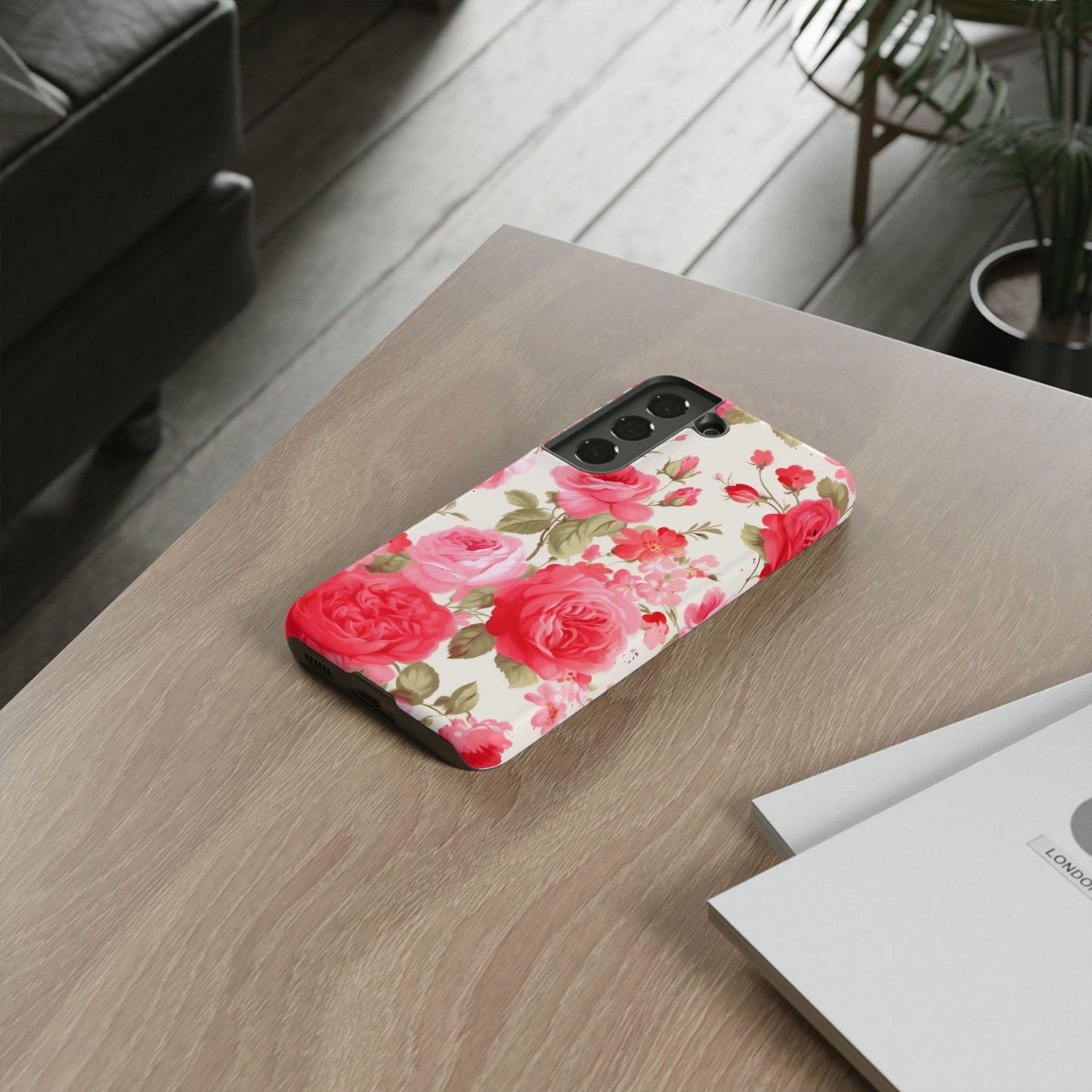 Floral Phone Case - Tough Cases with Elegant Rose Design