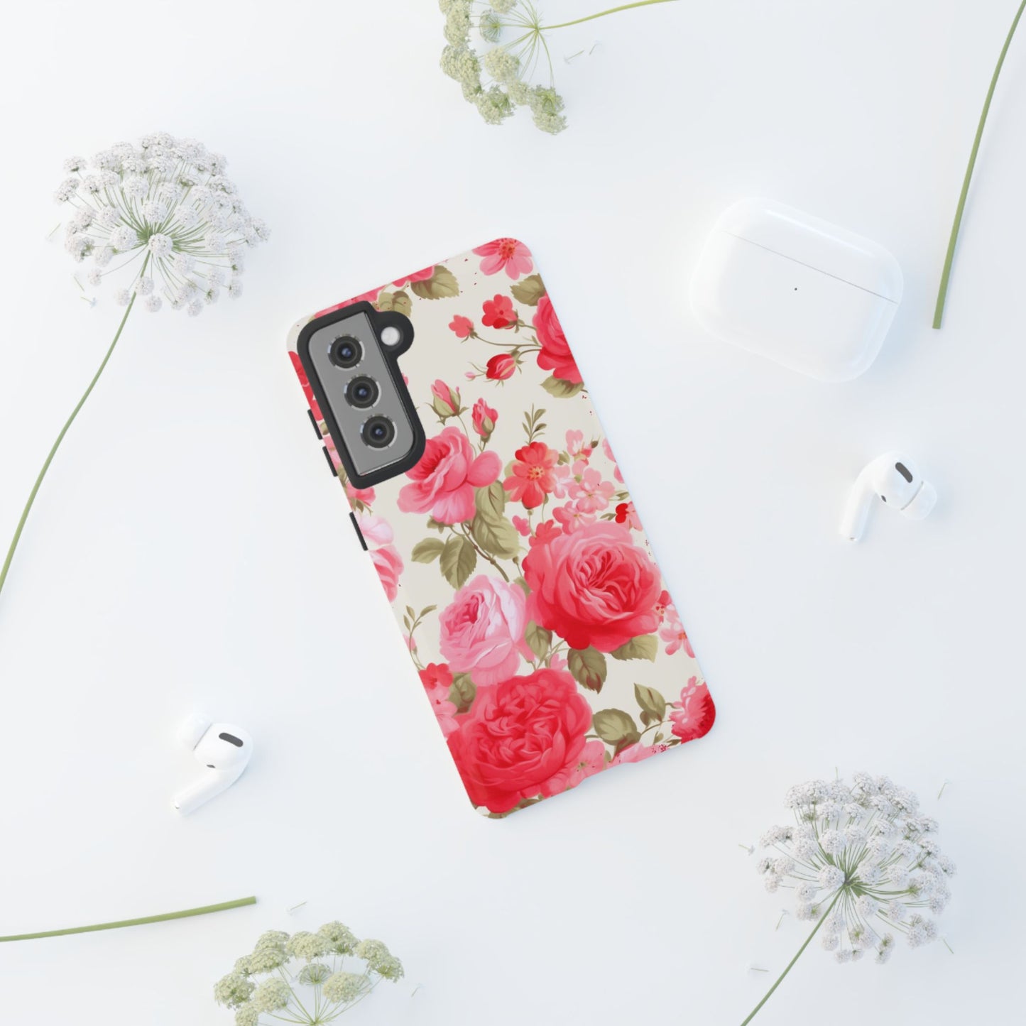 Floral Phone Case - Tough Cases with Elegant Rose Design