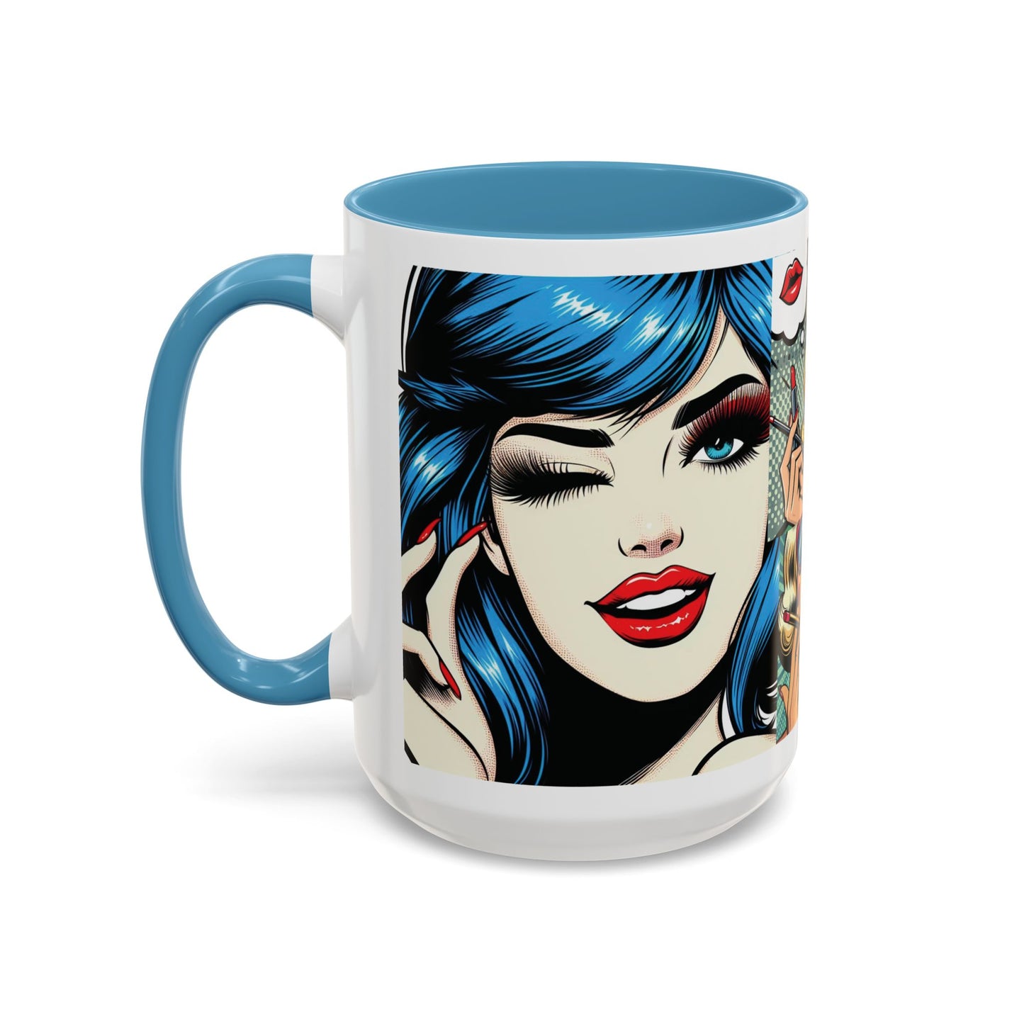 Vintage Glamour Accent Coffee Mug - Stylish 15oz Coffee Cup with Retro Pop Art Design