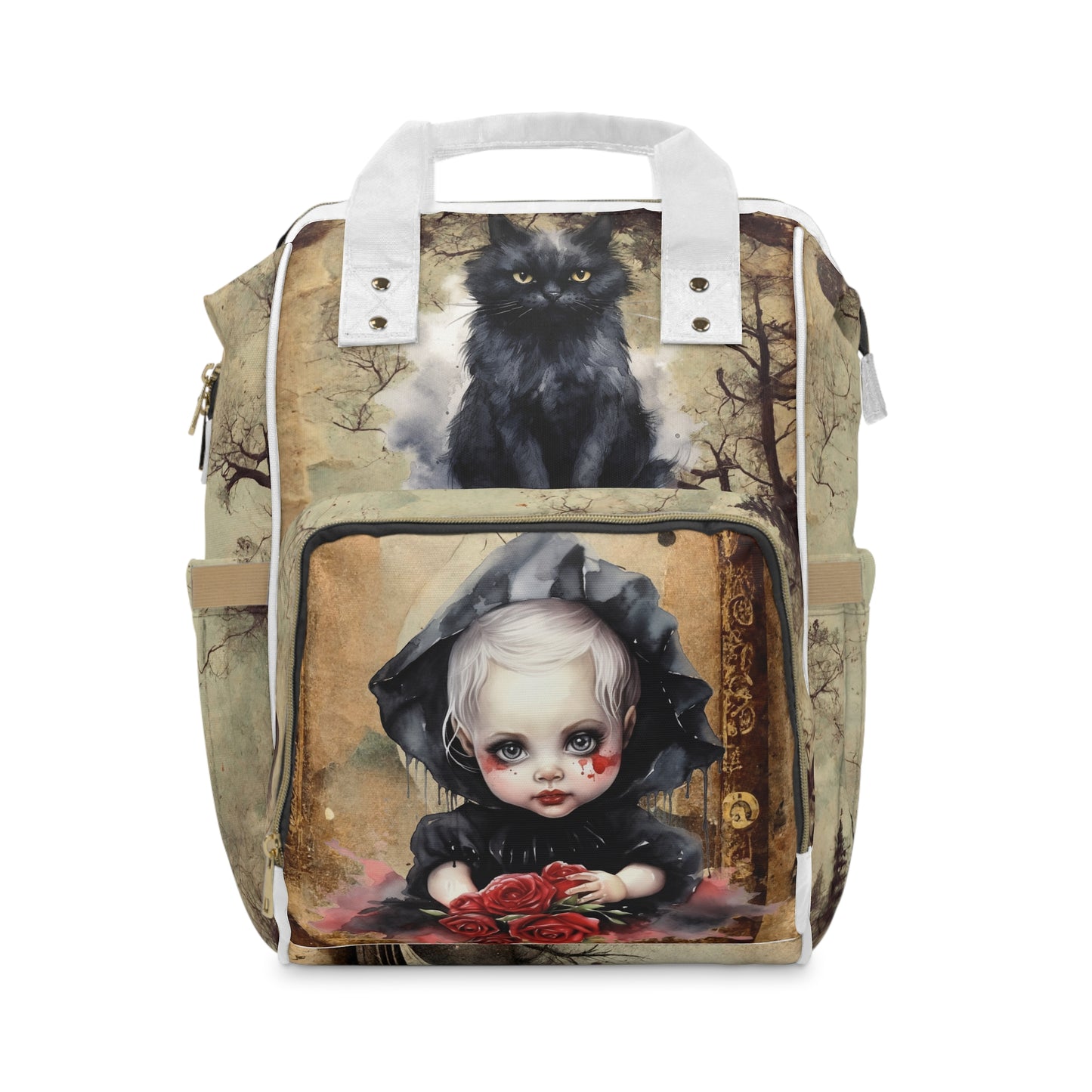 Gothic Art Multifunctional Diaper Backpack with Adorable Illustrations