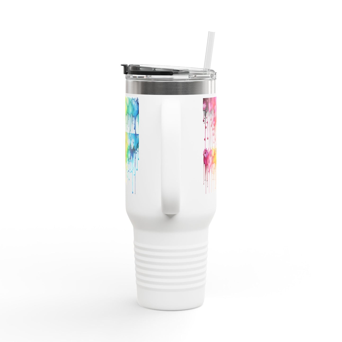 Colorful Drip Art Insulated Travel Mug – 40oz – Perfect for Outdoor Adventures and Daily Hydration