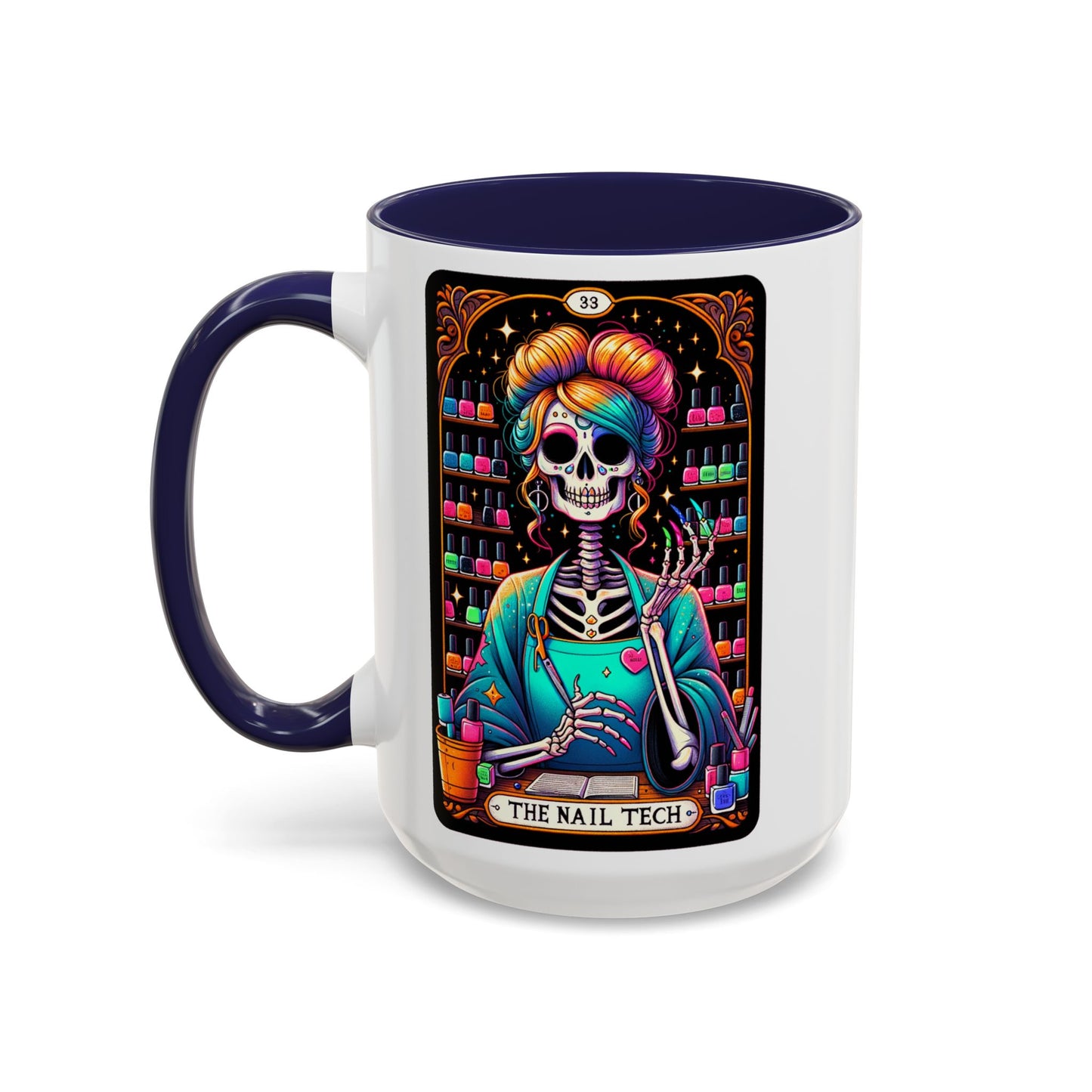 Colorful Skeleton Nail Tech Coffee Mug - Perfect Gift for Nail Artists