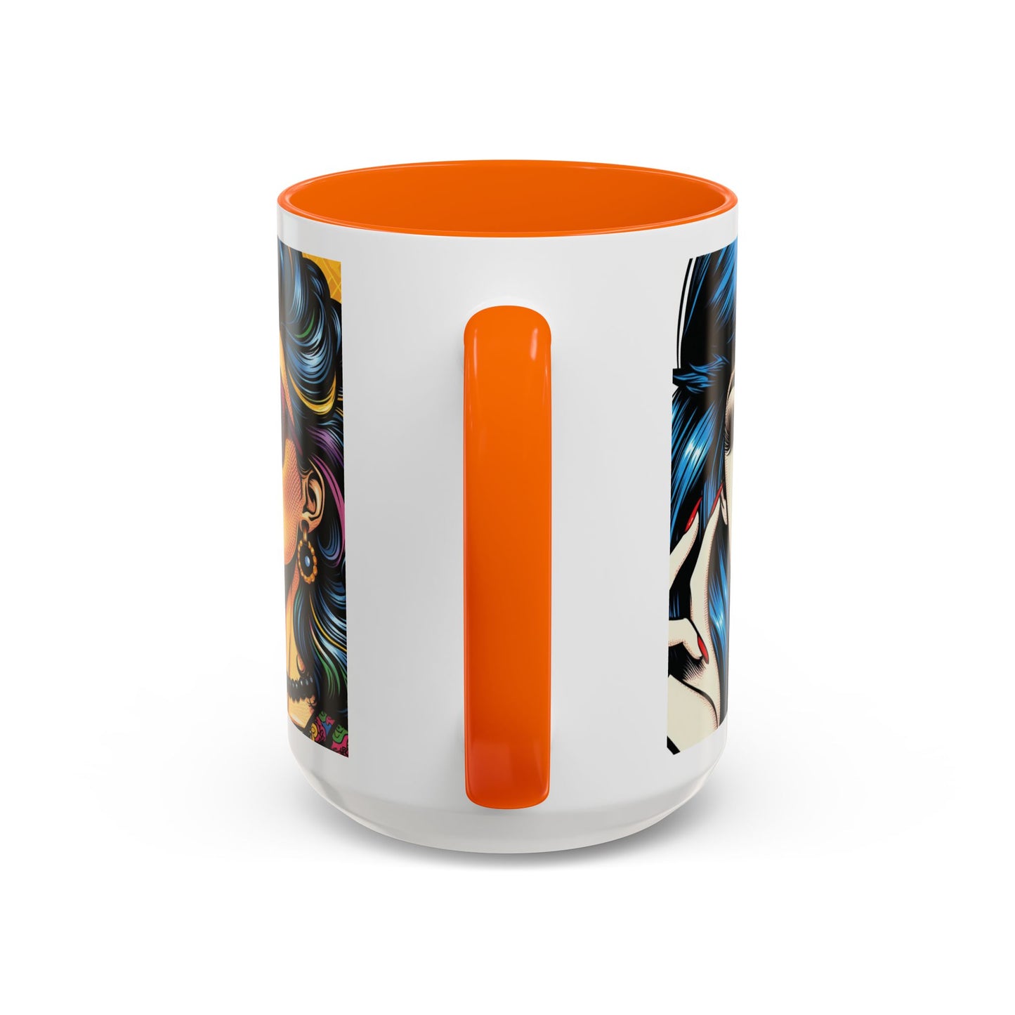 Vintage Glamour Accent Coffee Mug - Stylish 15oz Coffee Cup with Retro Pop Art Design