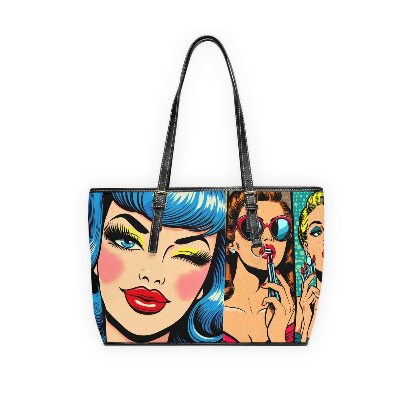 Vintage Glam PU Leather Shoulder Bag - Retro Pop Art Chic Handbag