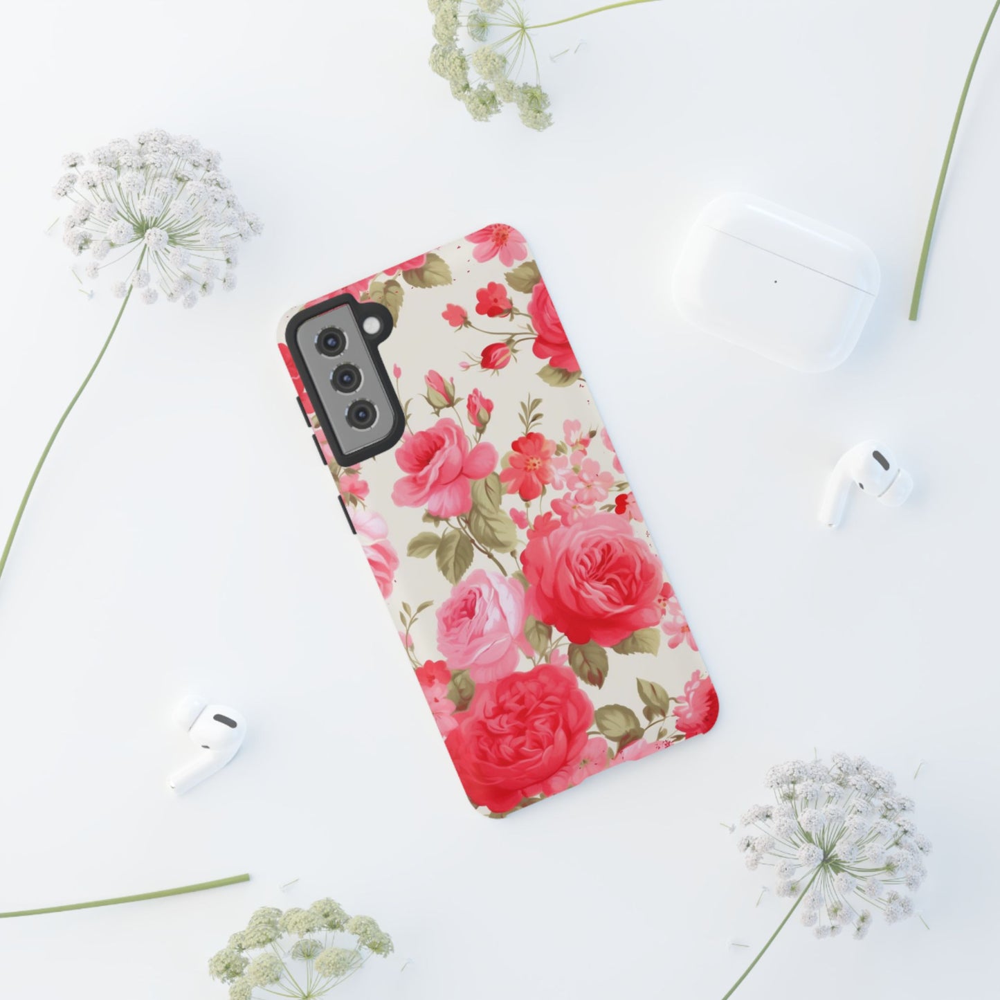 Floral Phone Case - Tough Cases with Elegant Rose Design