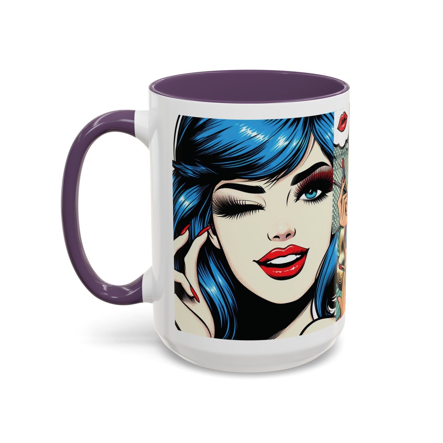 Vintage Glamour Accent Coffee Mug - Stylish 15oz Coffee Cup with Retro Pop Art Design