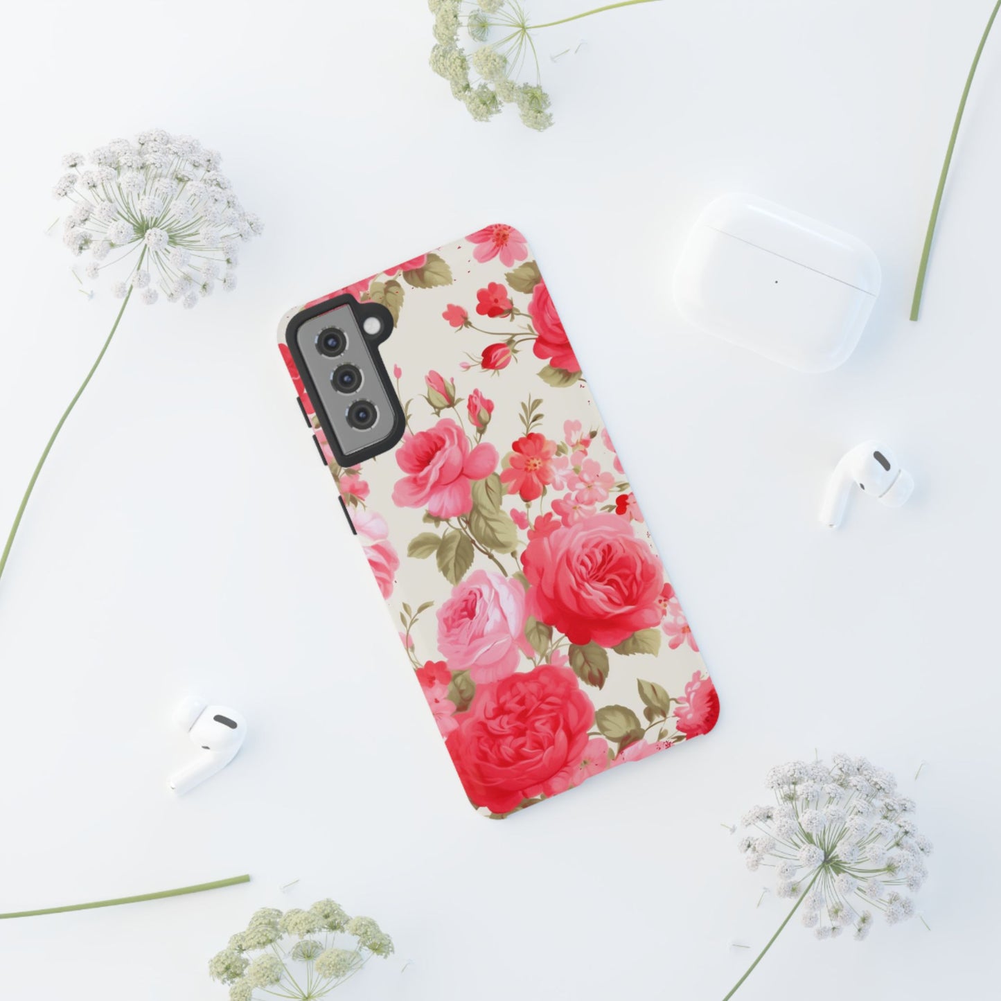 Floral Phone Case - Tough Cases with Elegant Rose Design