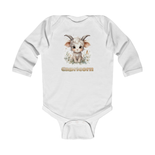 Capricorn Baby Bodysuit - Cute Zodiac Infant Long Sleeve Outfit