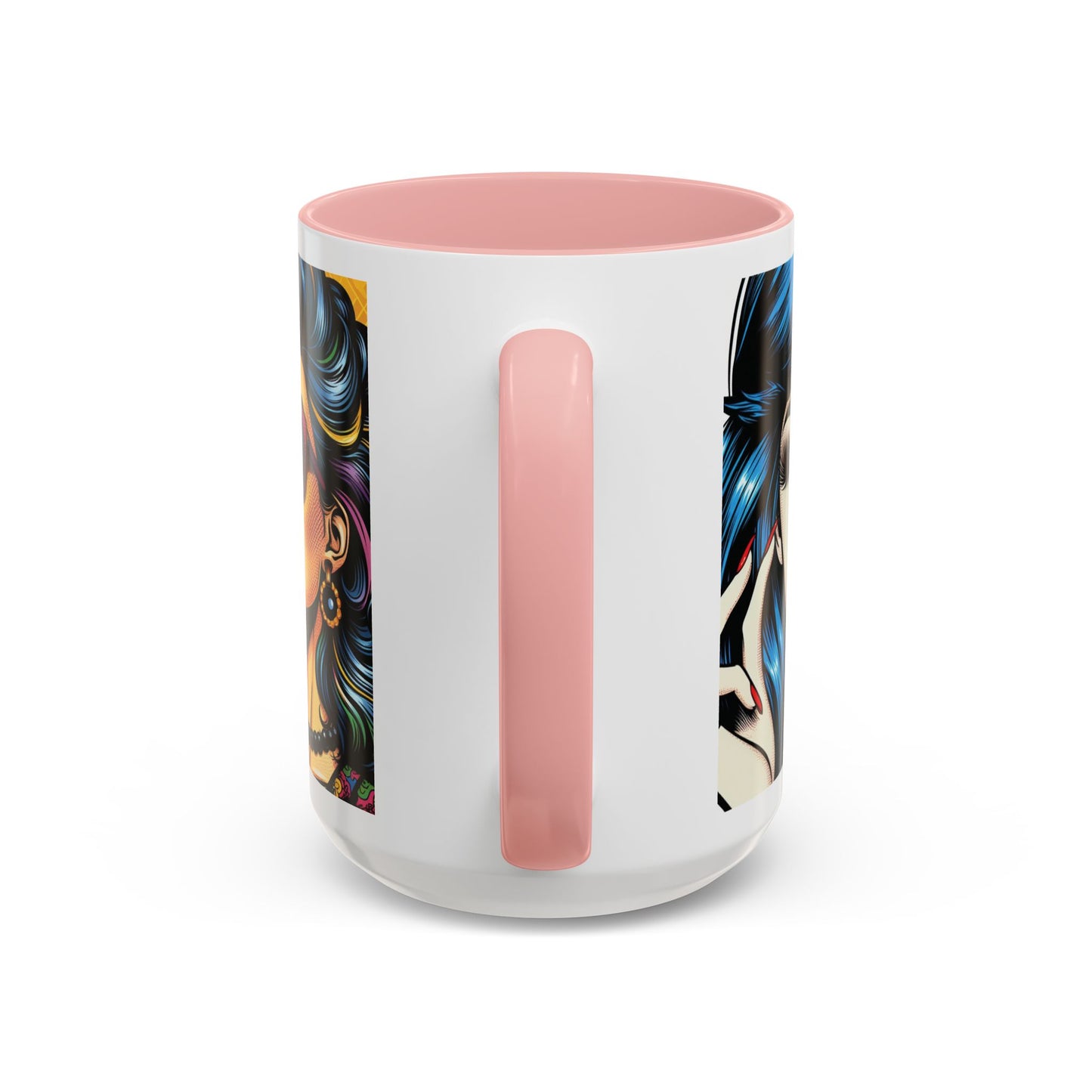 Vintage Glamour Accent Coffee Mug - Stylish 15oz Coffee Cup with Retro Pop Art Design