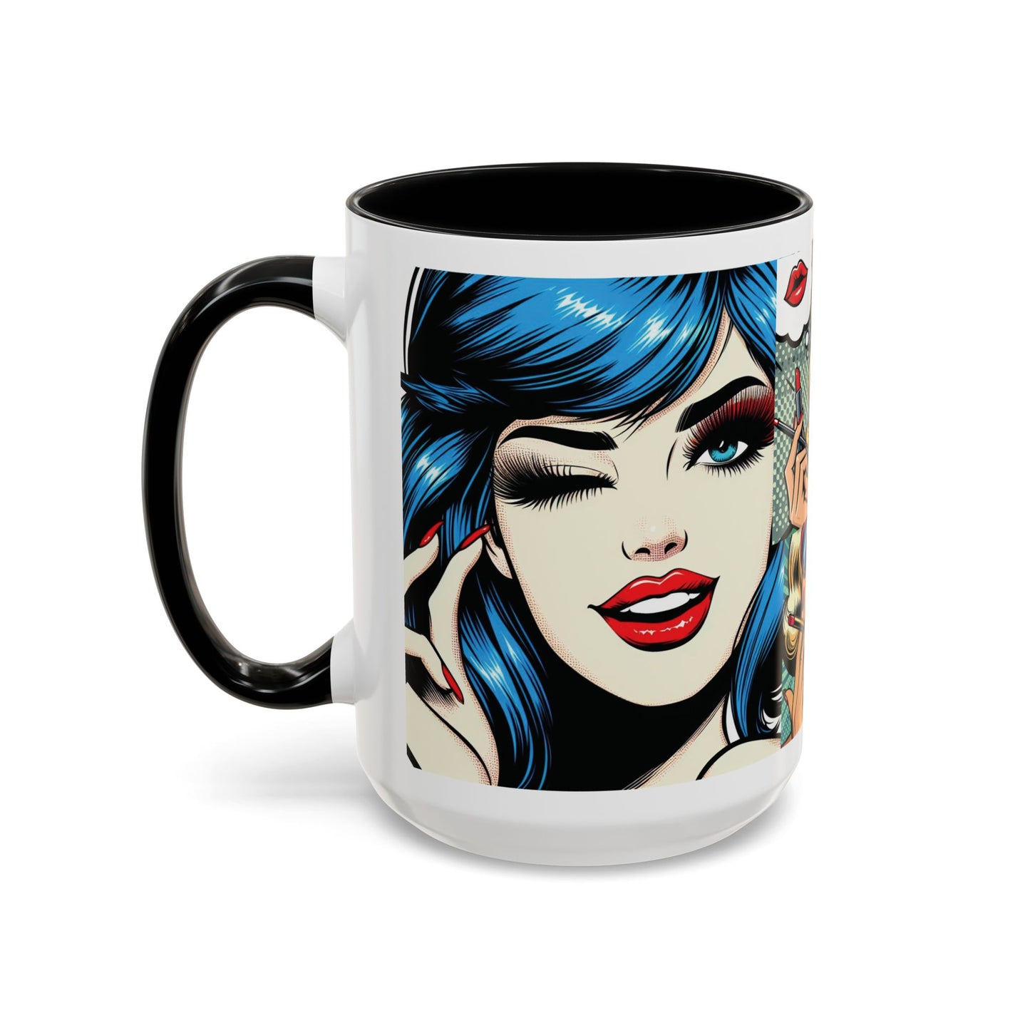 Vintage Glamour Accent Coffee Mug - Stylish 15oz Coffee Cup with Retro Pop Art Design