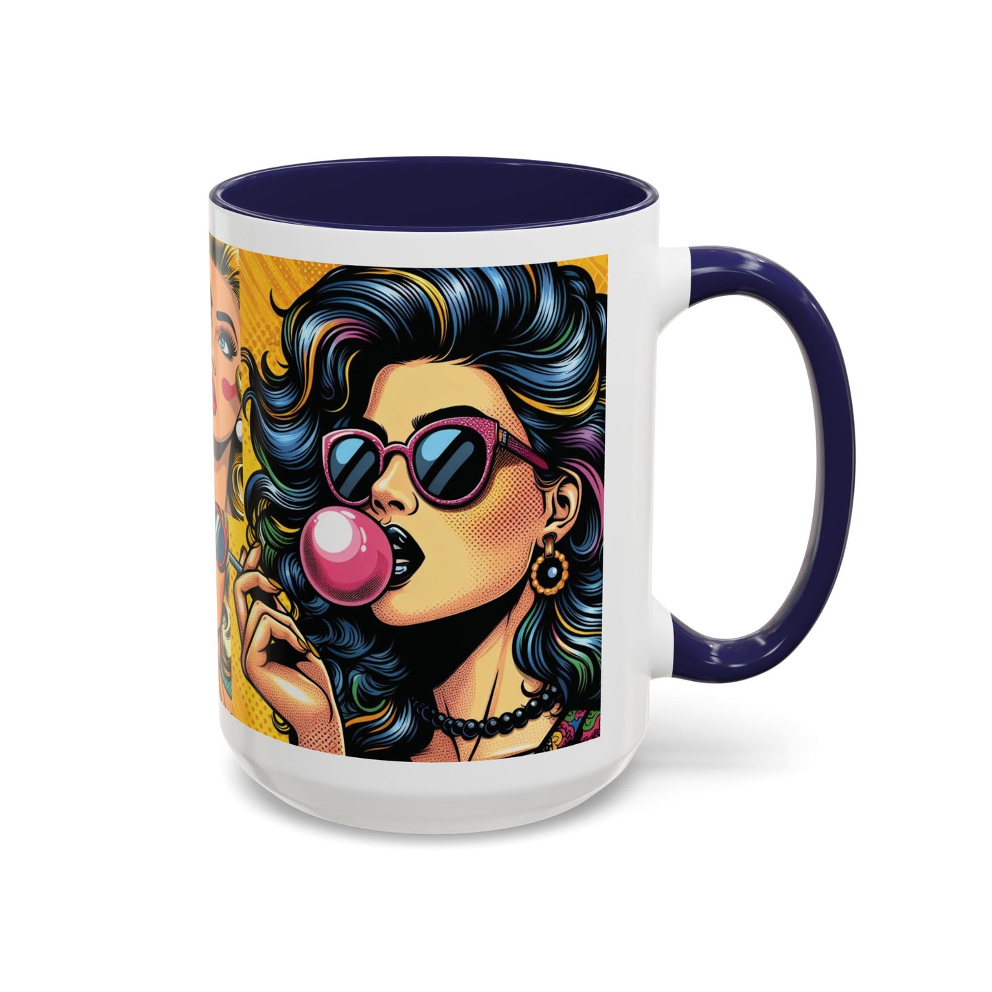 Vintage Glamour Accent Coffee Mug - Stylish 15oz Coffee Cup with Retro Pop Art Design